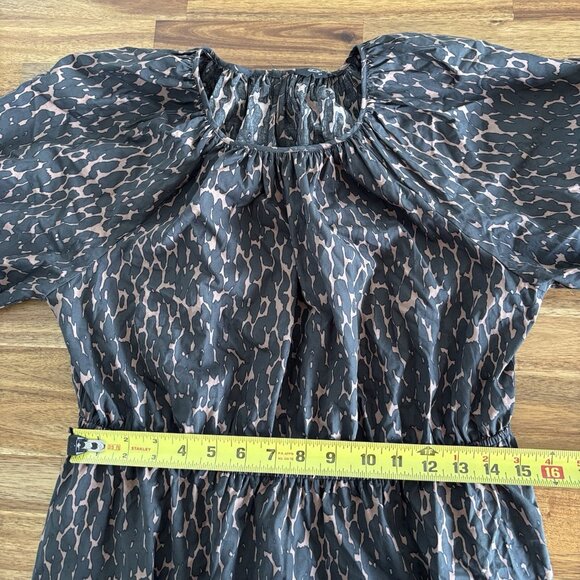 Rails khloe dress in savannah Puff Sleeves Animal Print Size Medium Preppy Boho - Picture 14 of 14